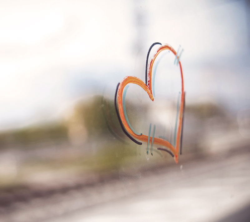 Heart drawn on window